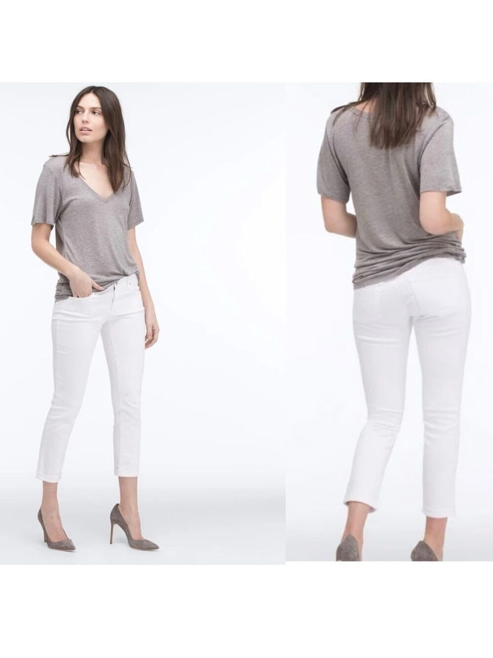 AG Adriano Goldschmied white the Stevie Roll-up Slim Straight Roll-up Sz 28
